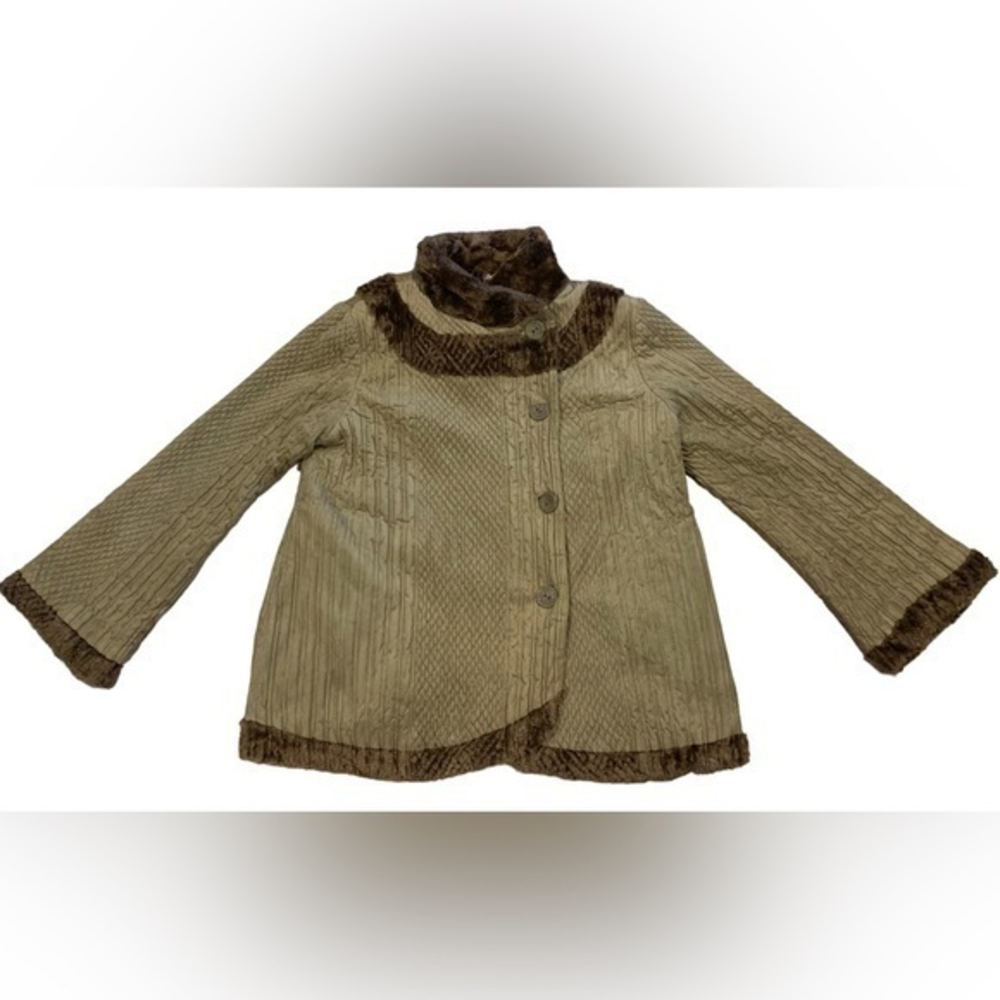 Lindi Coat -jacket Green Brown Size‎ Large 100% polyester